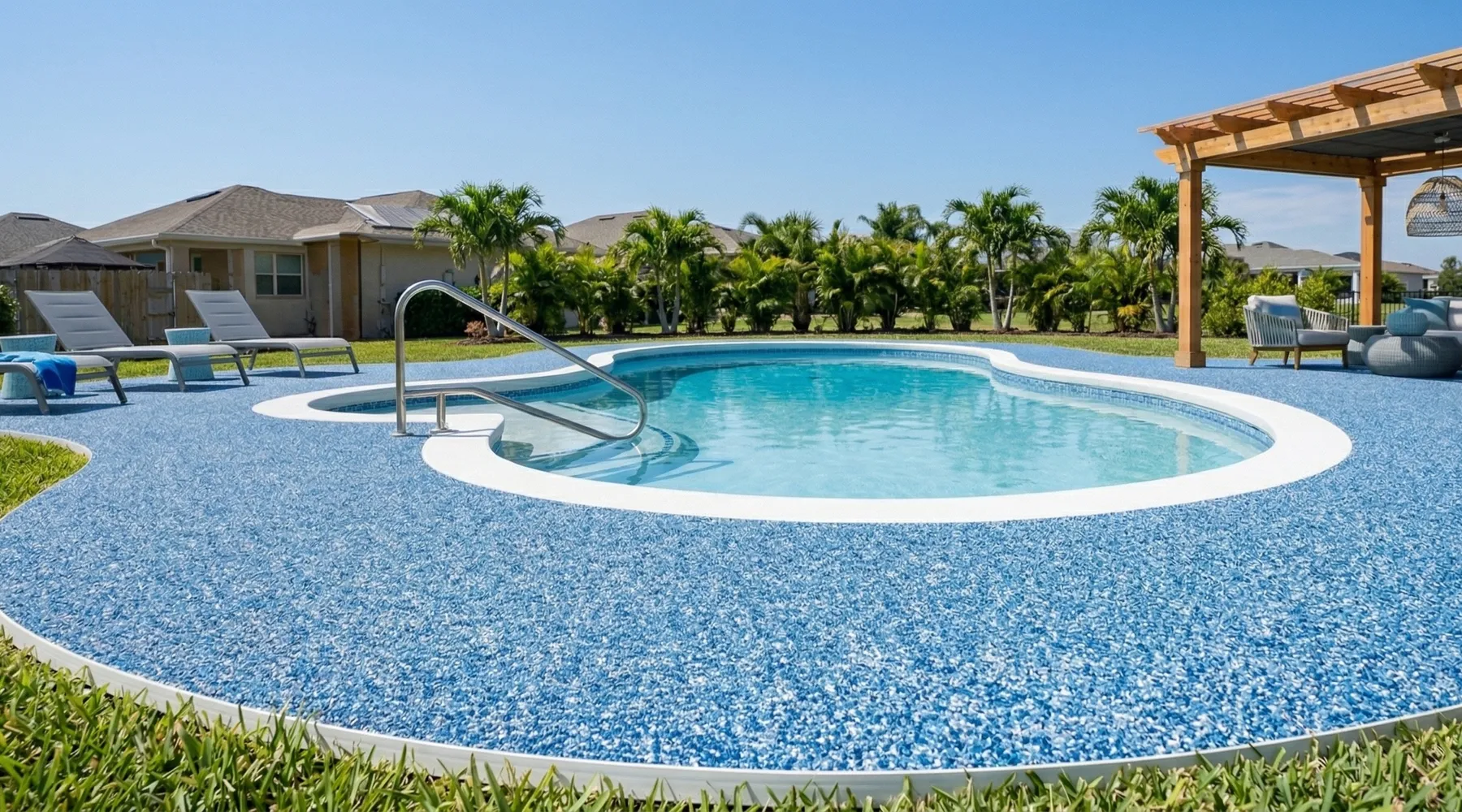 TPV rubber pool deck surfacing for a Plano backyard pool