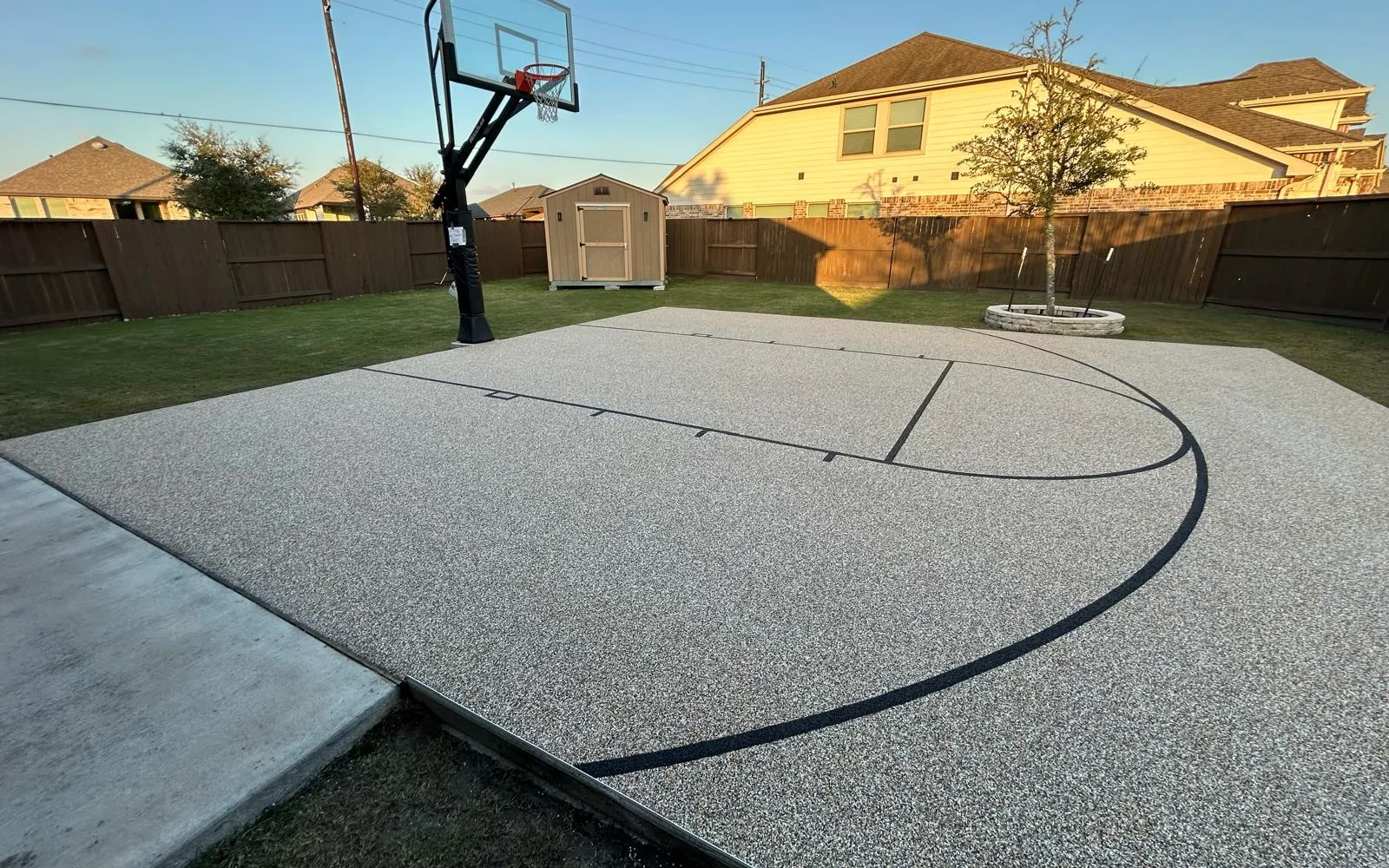 Rubber surfacing around an Allen pool deck and patio