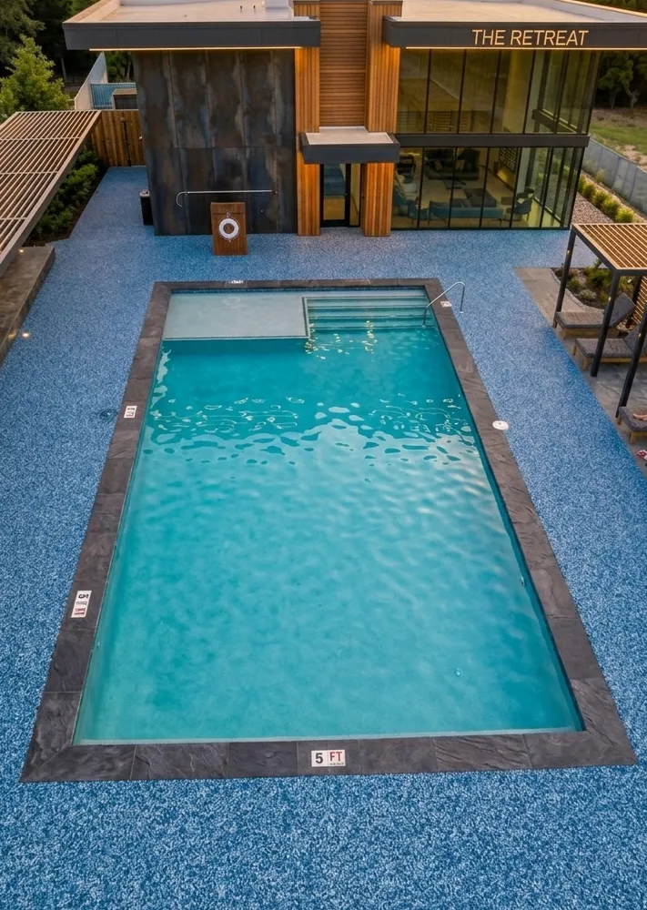 TPV rubber pool deck surfacing for a Southlake backyard pool
