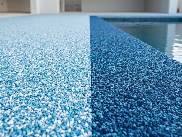 Close-up of light and dark blue TPV rubber granule texture